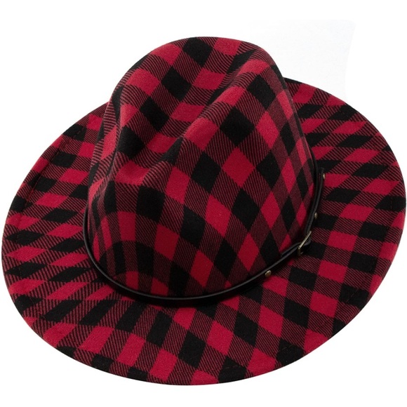- - Womens fedora hat Buffalo plaid - Picture 2 of 3